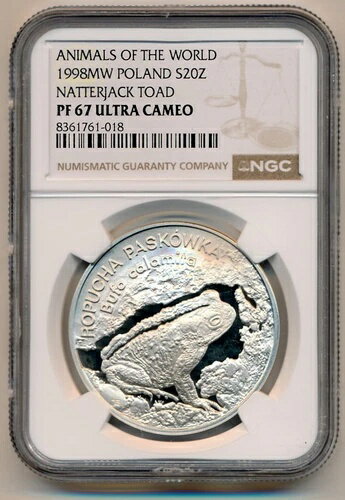 [121108] ポーランド 1998 20ズウォティク ナッタージャック ヒキガエル シルバー - NGC PF67 ウルトラカメオ