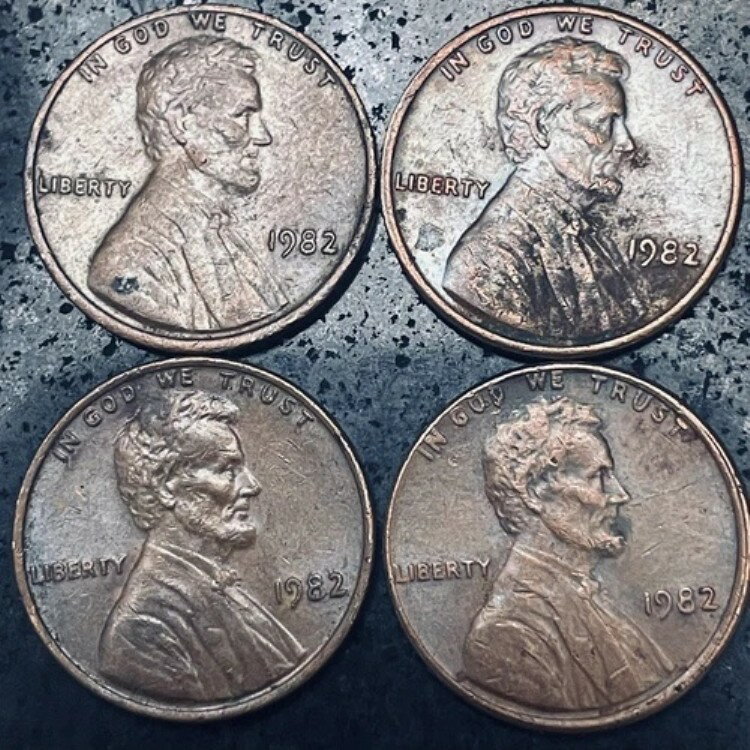 1980年リンカーン記念ペニー4枚（ミントマークなし）午前オープン