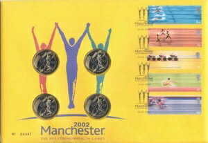 楽天WORLD RESOURCE【KING店】2002年コインカバー コモンウェルスゲームズ ロイヤルミント ?2 x 4 2ポンド PNC無料 UK pp