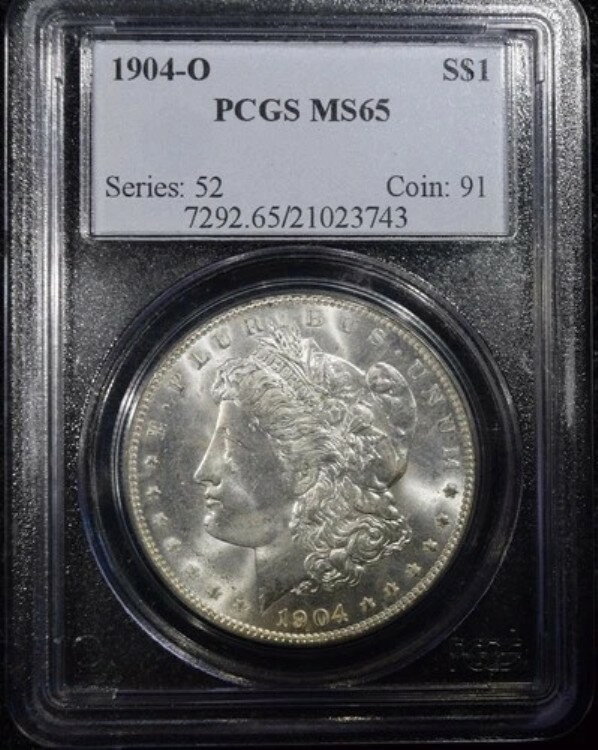 1904-O モルガン銀貨「PCGS MS65」*2点目以降は送料無料*