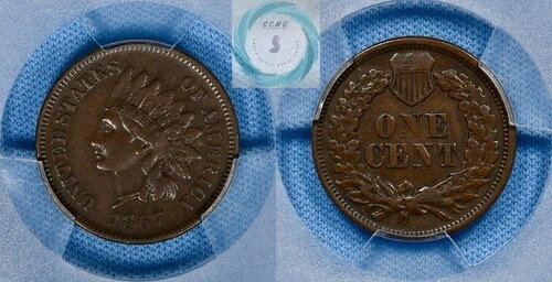 1867年 1セント インディアンヘッド セント PCGS VF35 - 美しいチョコレートのディテール