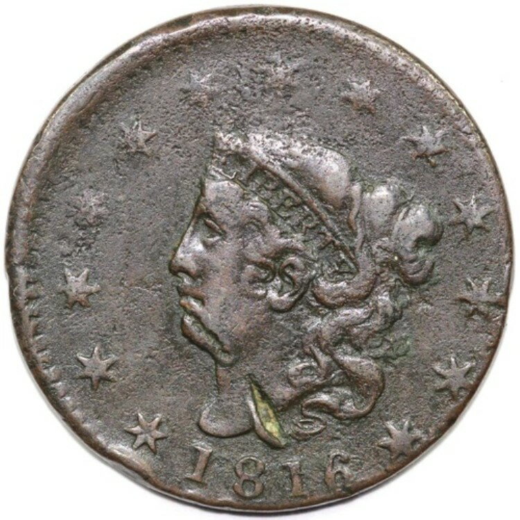 1816年 1セント マトロンヘッド ラージセント *オフセンターストライク ミントエラー*