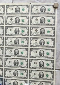 未カット通貨 2003 シート 32 ドル紙幣 ソリッド フォートワース オリジナル チューブマネー FRN(3)