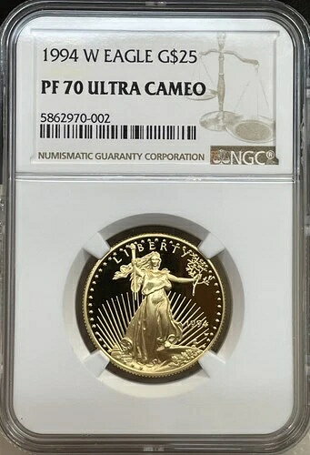 1994-W 25ドル ハーフオンス ゴールド イーグル ブラウンラベル NGC PF70