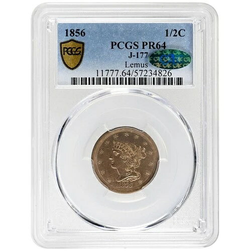1856年 1/2C PCGS PR64 CAC J-177 パターン レアコイン