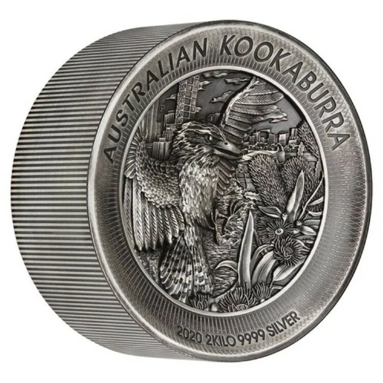 オーストラリア 2020 60ドル オーストラリアン・クッカバラ 2kg 高浮き彫り アンティークシルバーコイン