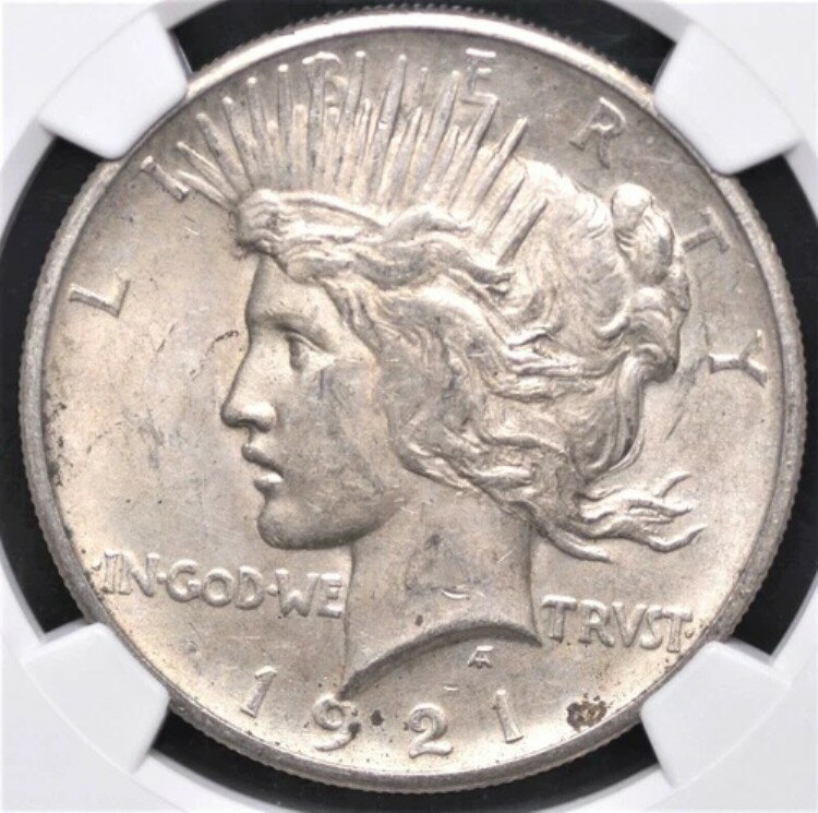 1921年ピースドル高浮き彫りNGC MS 61 パウダー状のソフトホワイト光沢、??より良い