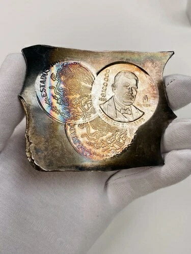 1990年 メキシコ 10万ペソ シルバー パターン KM#Pn245 テストストライクプレート トーンエラー