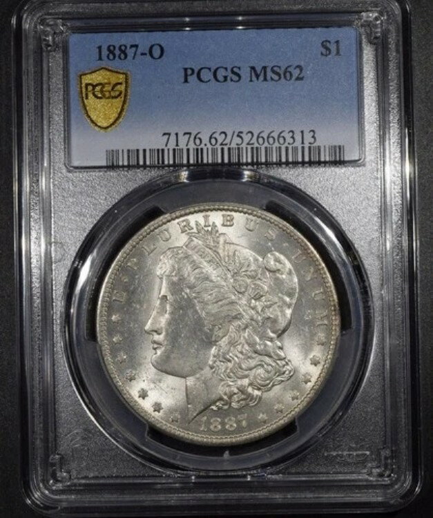 1887-O モルガン銀貨「PCGS MS62」*2点目以降は送料無料*