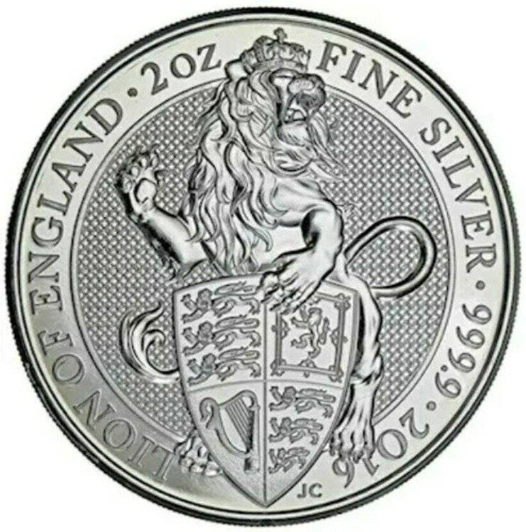 2016年 イギリス 2オンス QEII 女王の獣 イングランドのライオン 銀貨