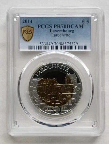 PCGS PR70 ルクセンブルク 2014 ラロシェット ニオブ銀貨 5 ユーロ