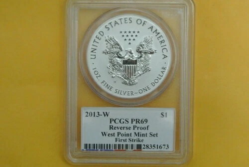 2013 W リバース プルーフ シルバー イーグル PCGS PR69 DCAM エドマンド・ロイ サイン入り(3)