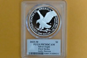2023-W プルーフ アメリカン シルバー イーグル PCGS PR70 アンドレ・ドーソン FS