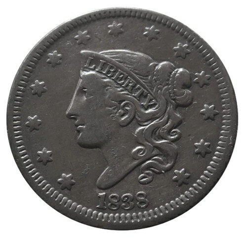 1838年製 銅製 ラージセント マトロンヘッドコイン 状態非常に良好