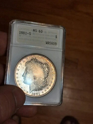 1881-S モルガン・ダラー ANAcs ブルーレターホルダー MS63-反射/アンダーグレーディング