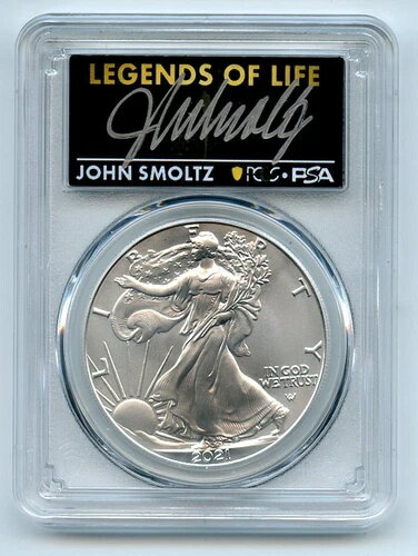 2021年 1ドル シルバーイーグル T2 ファーストプロダクション PCGS MS70 レジェンド・オブ・ライフ ジョン・スモルツ