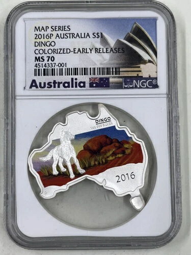2016P オーストラリア S$1 NGC MS70 ディンゴ カラー地図シリーズ