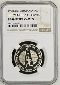 楽天WORLD RESOURCE【KING店】1995年 リトアニア 10 リトゥ - 第5回世界スポーツゲームズ - NGC PF 69 ウルトラカメオ