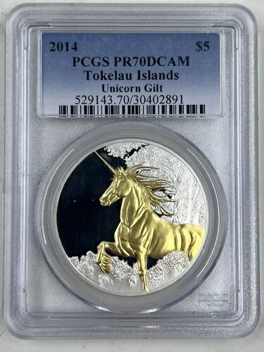 2014年 $5 PCGS PR70DCAM トケラウ諸島 ユニコーン金貨