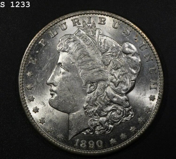 1890-S モルガン銀貨「GEM BU」*1点目以降送料無料*
