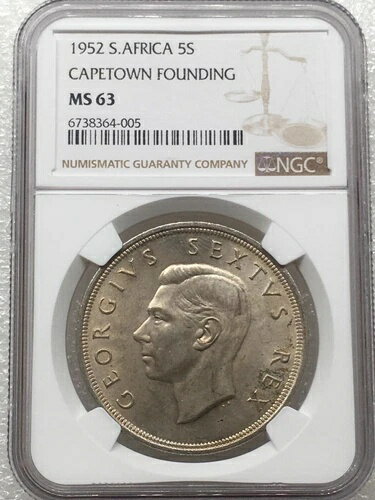 南アフリカ 銀貨 1952年 ケープタウン建国300周年記念 5S NGC MS63