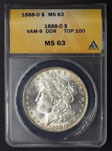 1888-O トップ100 モルガン銀貨 MS63 ANACS VAM 9 DDR $1 -COINGIANTS-
