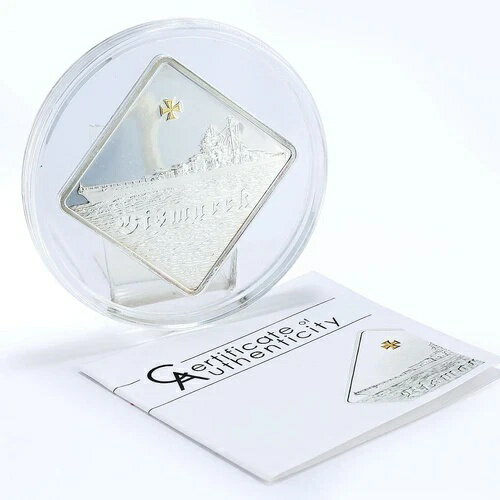 パラオ 10ドル ドイツ戦艦ビスマルク 金メッキ銀貨 2009年