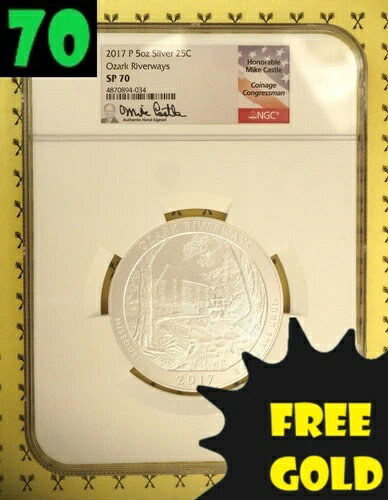 2017-P オザーク 5オンス シルバー NGC SP 70 トリリオンドルコイン 下院議員サイン入り*