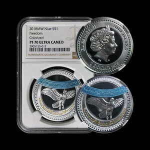 ニウエ 2018年 1ドル銀貨 - NGC PF70 - トップポップ?? あなたの魂の自由の世界
