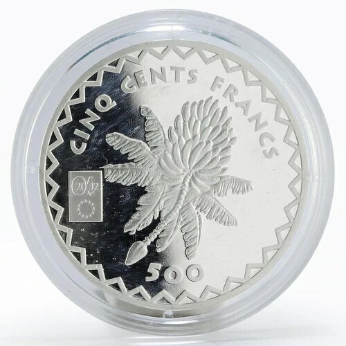 ルワンダ 500フラン 地元の果物シリーズ バナナの茎 プルーフ銀貨 2002年