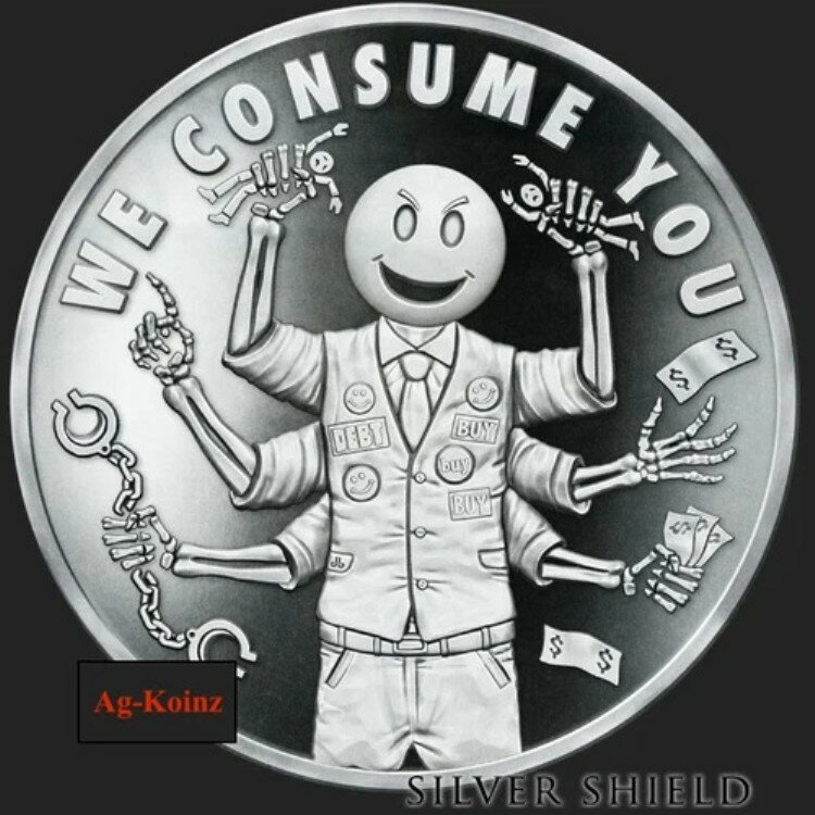 1オンス 2020 We Consume You V2 プルーフ ピラミッド・オブ・パワー #5 POP シルバーシールド マルマート