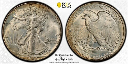 1941年ウォーキング・リバティ・シルバー・ハーフドル MS66 PCGS Gem