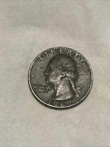 非常に希少な1967年ワシントンクォーターエラー - 黒のプランシェット - クラッドが欠落