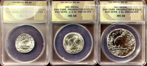 ダン・カー プロスペクター シルバーラウンド トリオセット .999 1/4 1/2 1 OZT ANACS MS 68