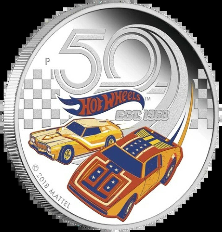 2018 ホットウィール 50周年 1オンス $1 シルバー プルーフコイン パースミント 低 COA # 0010