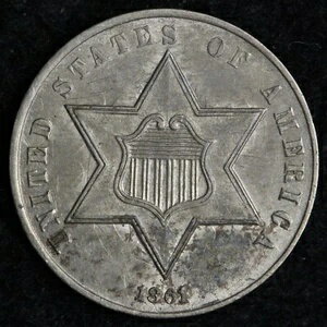 1861年 3セント銀貨 BU *未流通* MSトーン E131 QKCMY(3)