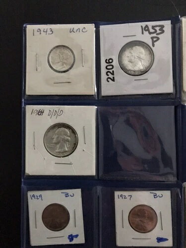 アメリカの未流通コインのロット - 銀貨、ニッケル貨、小麦セント貨