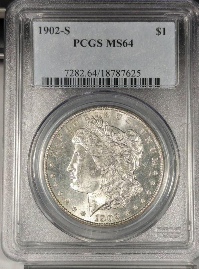 yɔi/iۏ؏tz AeB[NRC _RC [] 1902 S Morgan Silver Dollar PCGS MS-64 1902 S Morgan Silver Dollar PCGS MS-64