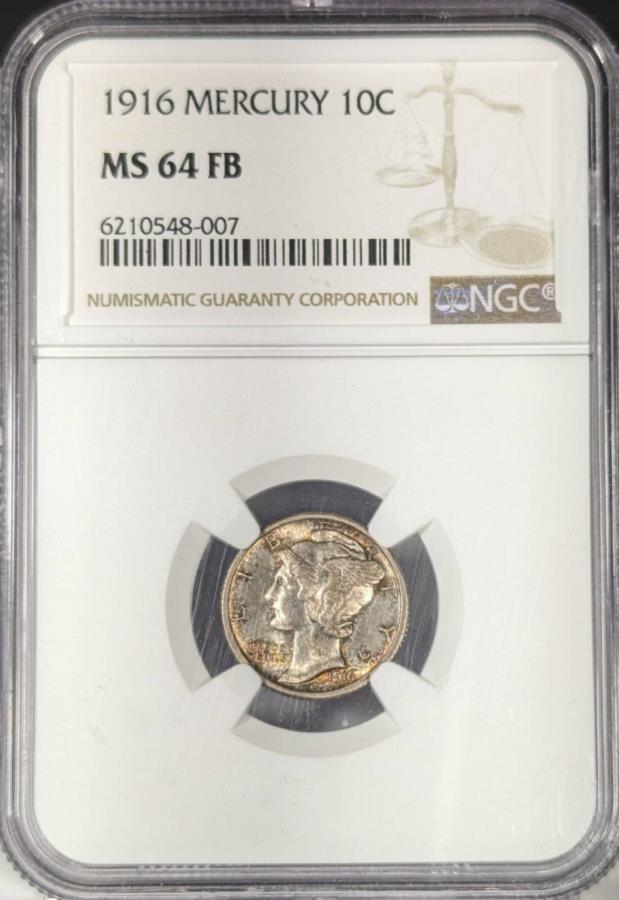 yɔi/iۏ؏tz AeB[NRC _RC [] 1916 P Dimes Winged Liberty Head܂Mercury NGC MS-64 FB 1916 P Dimes Winged Liberty Head or Mercury NGC MS-64 FB