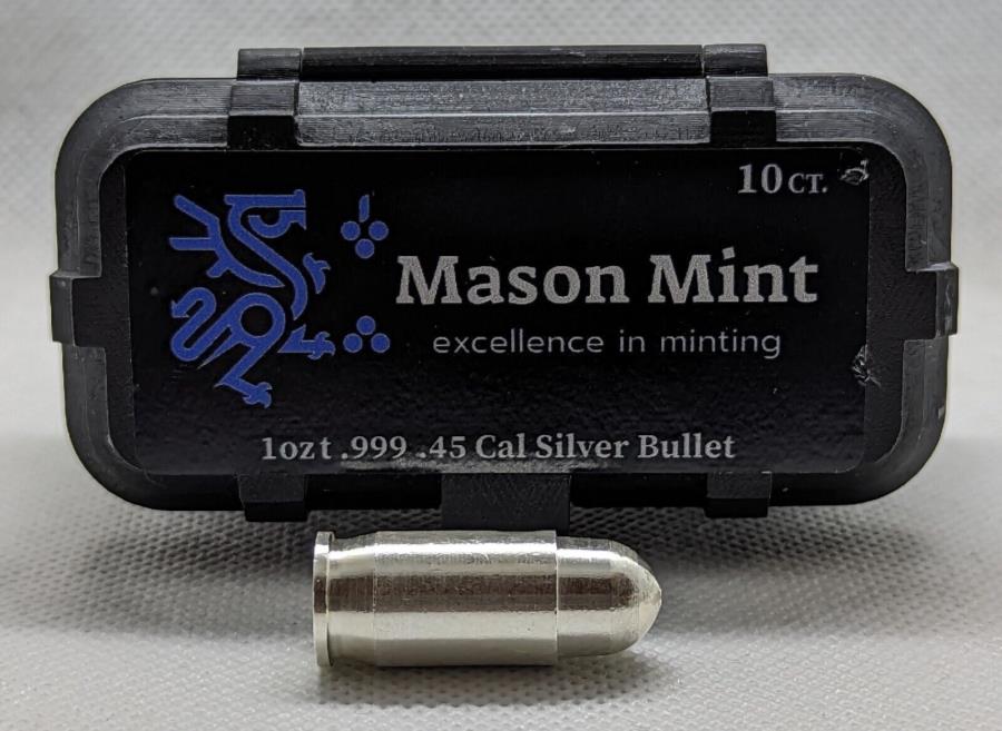 ڶ/ʼݾڽա ƥ 󥳥 [̵] ᥤߥ1󥹥С֥å-.999ե󥷥С - .45 - 10Ȣ Mason Mint 1 oz Silver Bullet - .999 Fine Silver - .45 Caliber - Box of 10