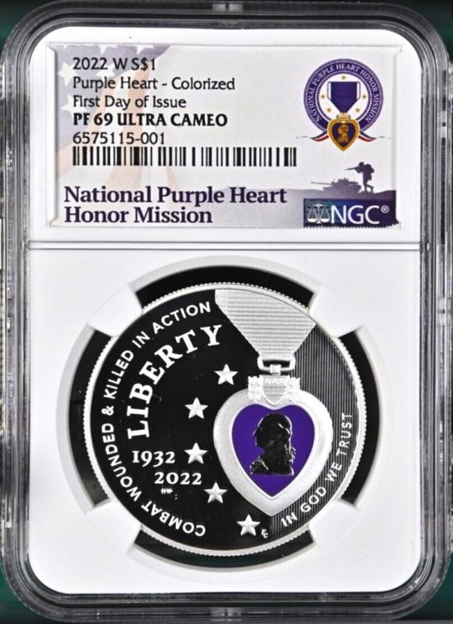 yɔi/iۏ؏tz AeB[NRC _RC [] 2022 wJ[ꂽp[vn[gv[tVo[_[NGC PF69 UC FDOI with OGP 2022 w colorized purple heart proof silver dollar ngc pf69 uc fdoi with ogp