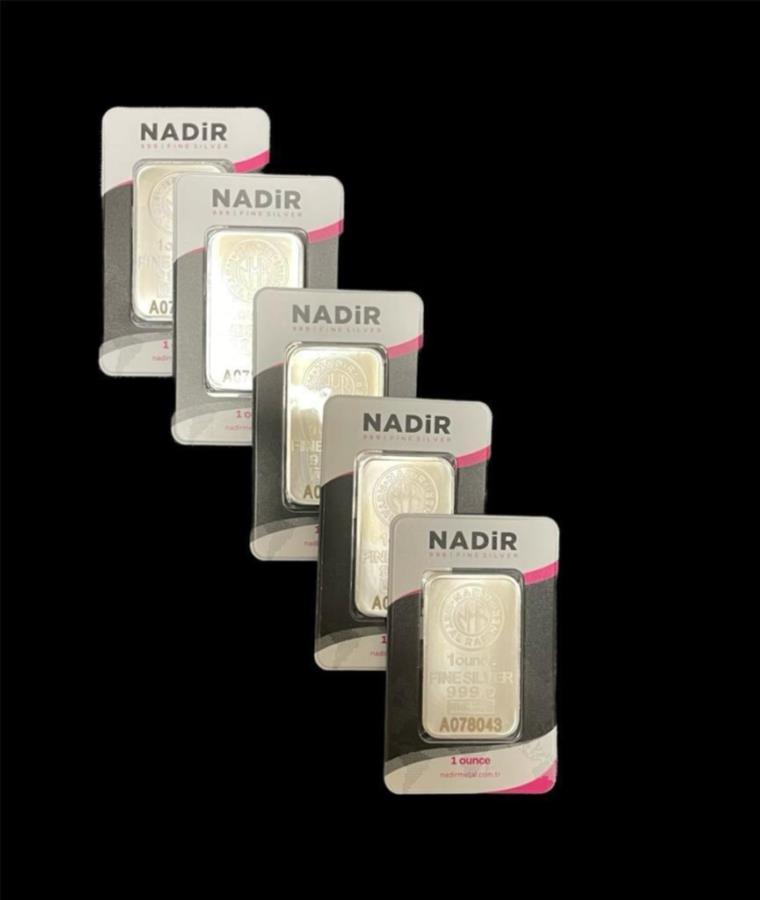 yɔi/iۏ؏tz AeB[NRC _RC [] * 5s[X* -1IX999.0Vo[o[-Nadir Metal Rafineri *5 Piece* - 1 oz 999.0 Silver Bars - Nadir Metal Rafineri