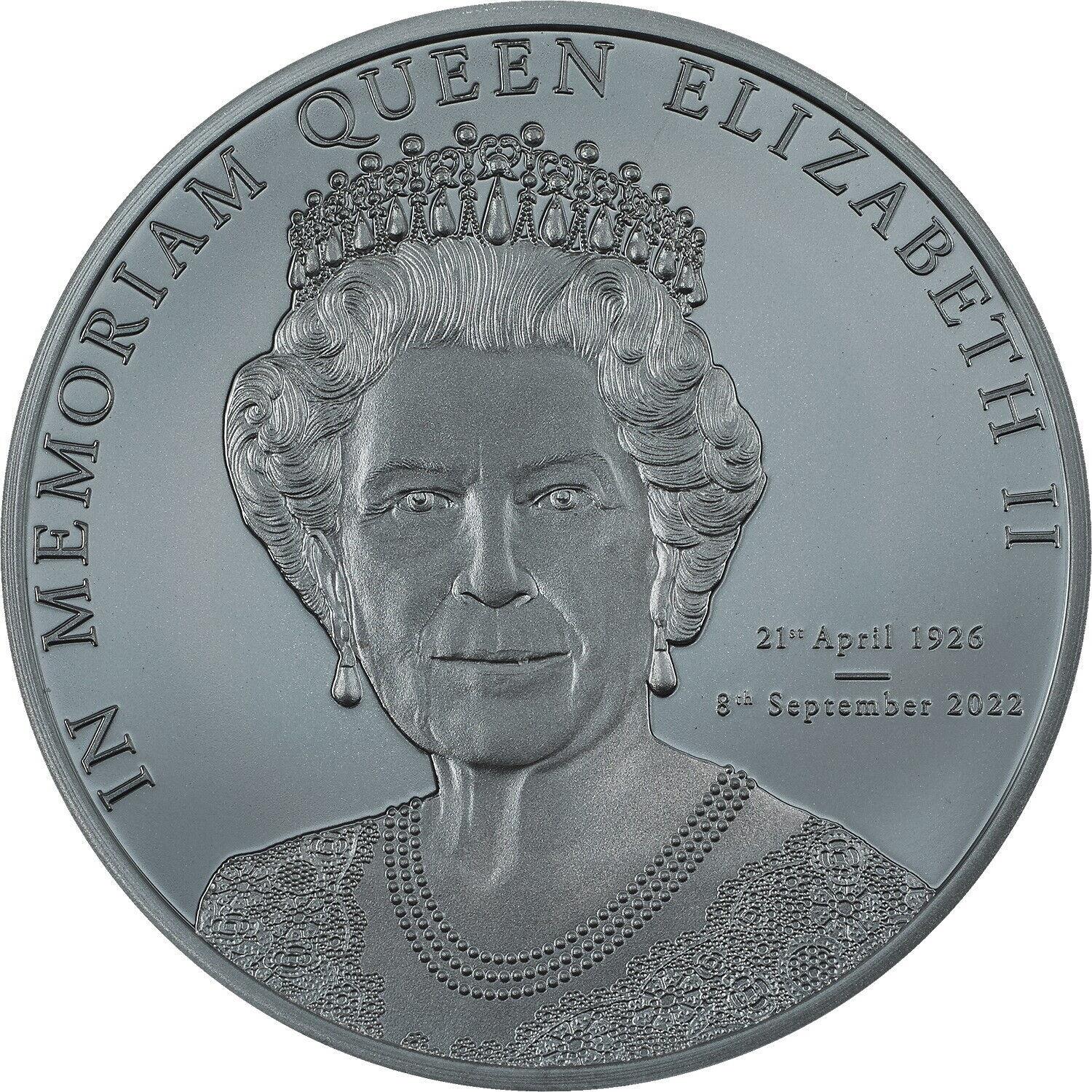  アンティークコイン モダンコイン  2022 $ 5 CIメモアムクイーンエリザベスII 1オンスブラックプルーフシルバーコイン 2022 $5 CI In Memoriam Queen Elizabeth II 1oz Black Proof Silver Coin