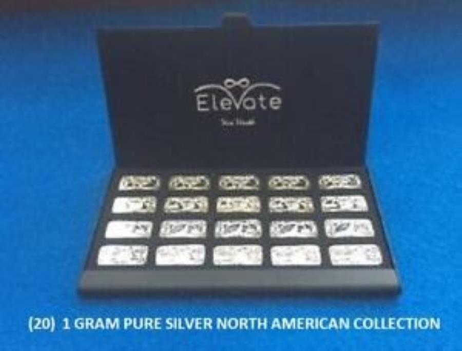 【極美品/品質保証書付】 アンティークコイン モダンコイン [送料無料] （20）1グラム.999ファインシルバーnアメリカンバーロットで貴金属ケース (20) 1 Gram .999 Fine SILVER N American Bar Lot In Elevate Precious Metal Case
