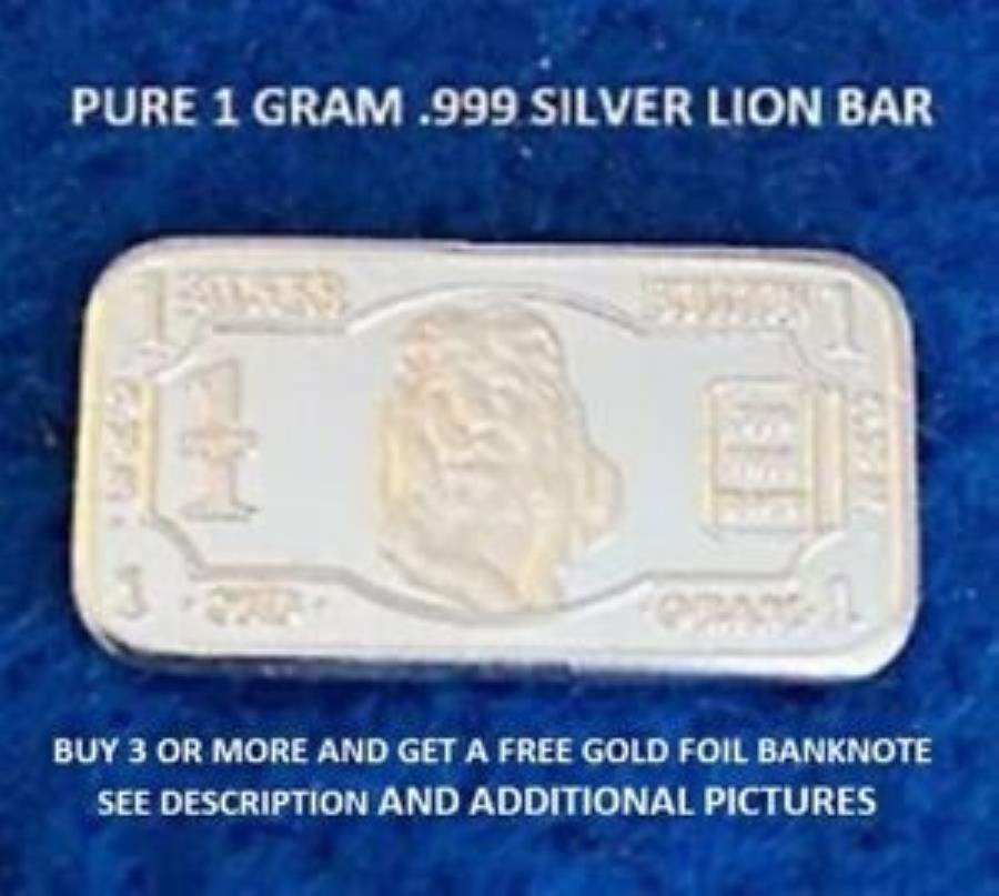 yɔi/iۏ؏tz AeB[NRC _RC [] 1OGR G .999t@CsA\bhVo[CI̋Co[ 1 GRAM GR G .999 Fine Pure Solid Silver Lion Bullion Bar