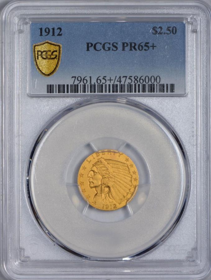 【極美品/品質保証書付】 アンティークコイン モダンコイン [送料無料] 1912 $ 2.50 Gold Liberty Head PCGS PR65+未払いのマット証明 - まれ！ポップ1/22 1912 $2.50 Gold Liberty Head PCGS PR65+ Outstanding Matte Proof - Rare! POP 1/22