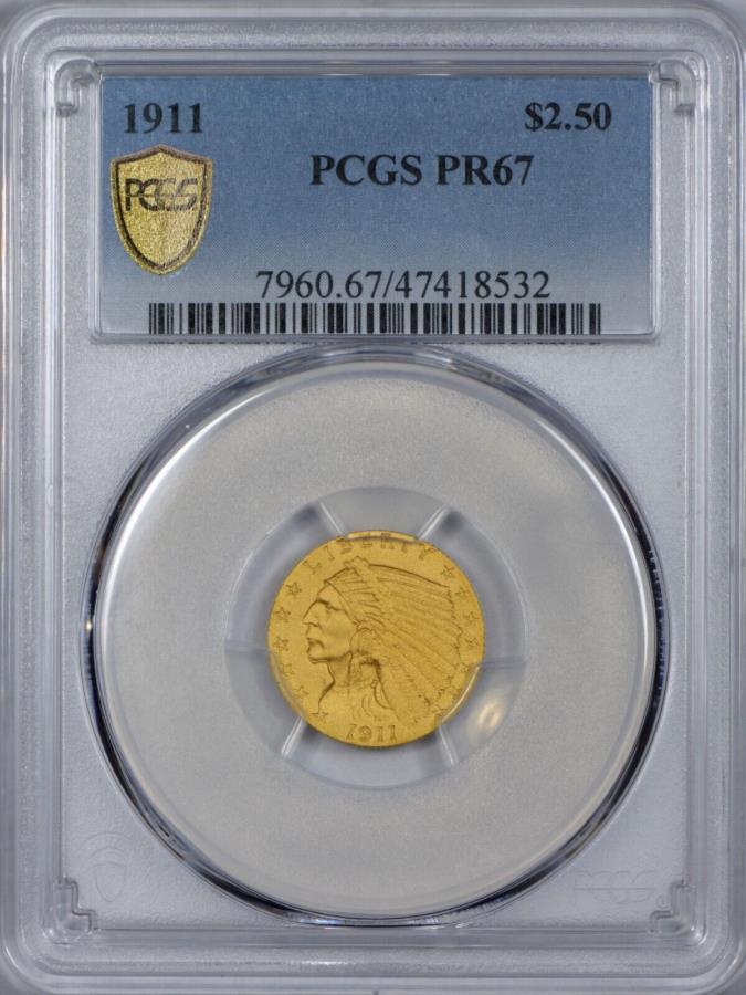 ڶ/ʼݾڽա ƥ 󥳥 [̵] 1911 $ 2.50ǥPCGS PR67-äۤ餷о-Pop25/5 1911 $2.50 Indian PCGS PR67 - Stunningly Beautiful Superb Gem...