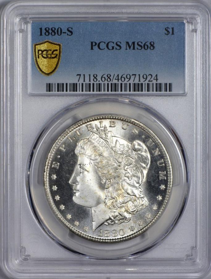 【極美品/品質保証書付】 アンティークコイン モダンコイン [送料無料] 1880 S MORGAN SILVER DOLLAR PCGS MS68-白ときれい！大きな目の魅力 1880 S Morgan Silver Dollar PCGS MS68 - Blast White and Clean! Great Eye Appeal