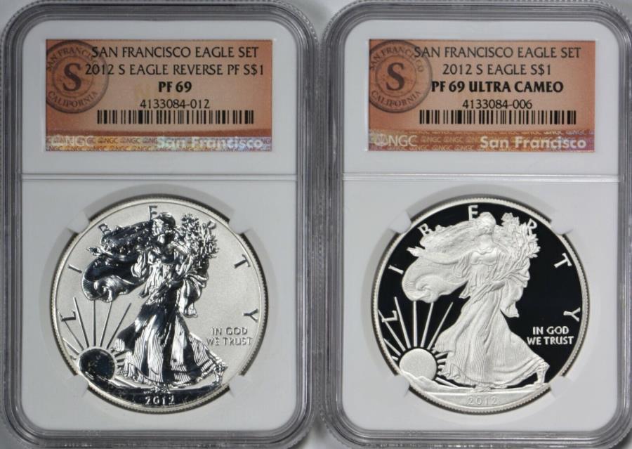 yɔi/iۏ؏tz AeB[NRC _RC [] 2012 S American Silver Eagle 2-Coin Set NGC Rev PR69PR69 UCAM 2012 S American Silver Eagle Two-Coin Set NGC Rev PR69 & PR69 UCAM