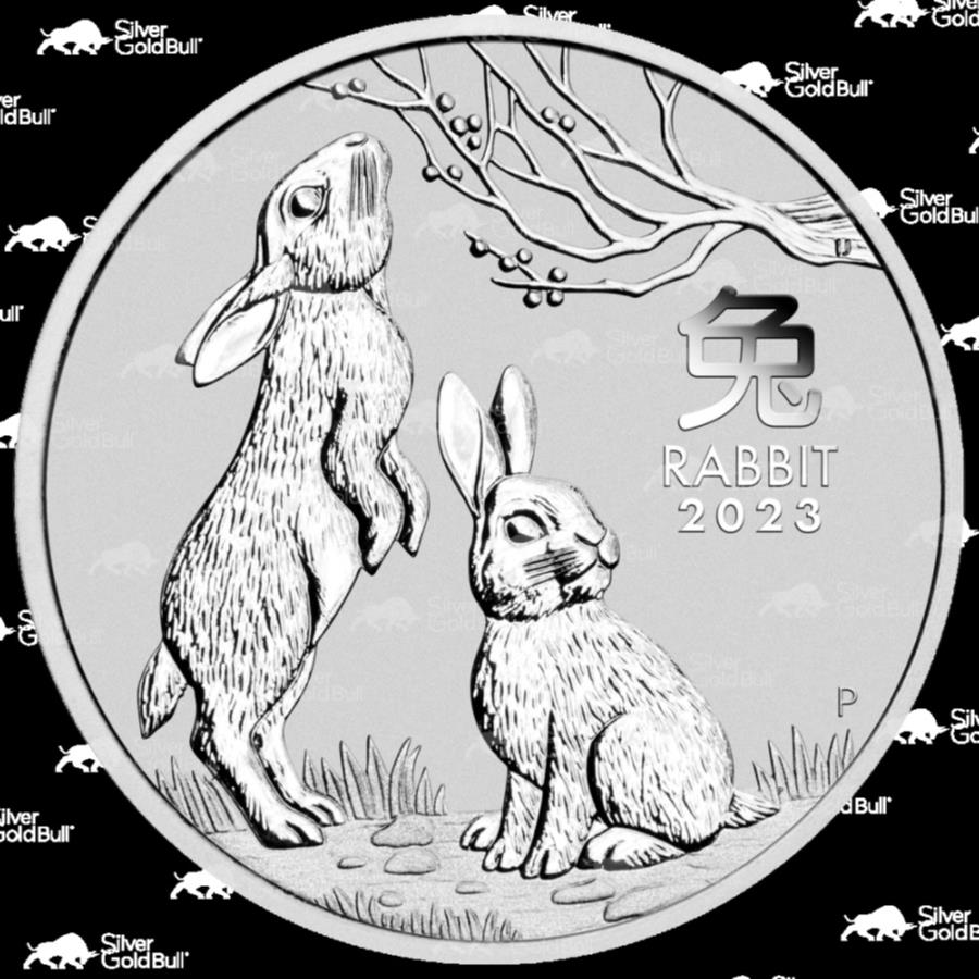  アンティークコイン モダンコイン  5オンス2023ラビットシルバーコインの月の年|パースミント 5 oz 2023 Lunar Year of the Rabbit Silver Coin | Perth Mint